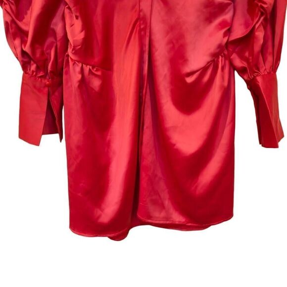 Missguided Women's Hot Pink Poly/Spandex Satin Plunge Wrap Dress - Picture 7 of 11